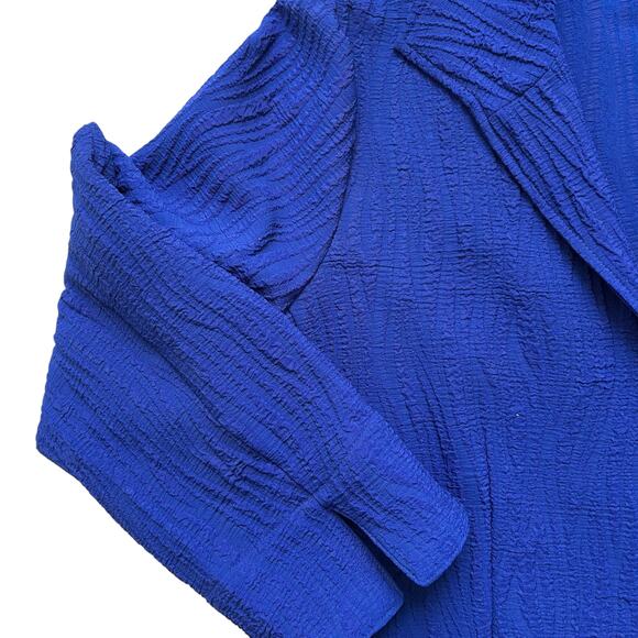 Chico’s Royal Blue Textured Open Front Cardigan | Size 2 (L 12-14) - Picture 3 of 4